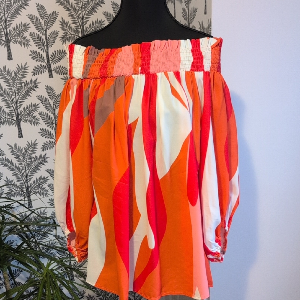 NWT! Cezele Vibrant Off-Shoulder Women's Top